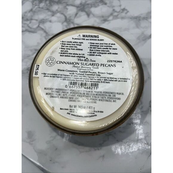 BATH & BODY WORKS THE WHITE BARN Cinnamon Sugared Pecans 3 Wick 45 Hour Candle - Picture 4 of 4